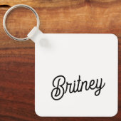 Porte-clés Monogramme et nom personnalisés en noir moderne (Recto)