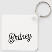 Porte-clés Monogramme et nom personnalisés en noir moderne (Dos)