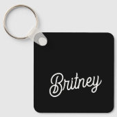 Porte-clés Monogramme et nom personnalisés en noir moderne (Recto)