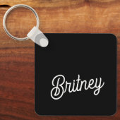 Porte-clés Monogramme et nom personnalisés en noir moderne (Recto)