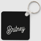 Porte-clés Monogramme et nom personnalisés en noir moderne (Dos)