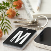 Porte-clés Monogramme et nom personnalisés gras (Devant droit)