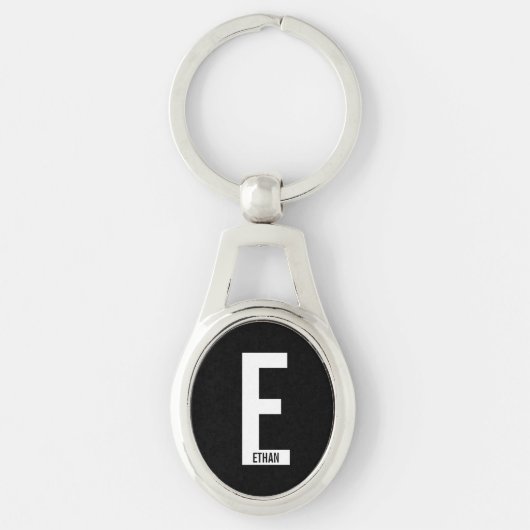 Porte-clés Monogramme et nom personnalisés gras modernes (Devant)