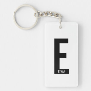 Porte-clés Monogramme et nom personnalisés gras modernes