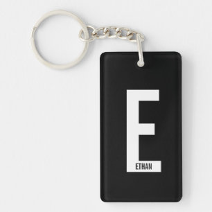 Porte-clés Monogramme et nom personnalisés gras modernes