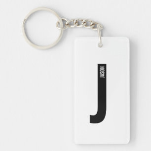 Porte-clés Monogramme et nom personnalisés gras modernes