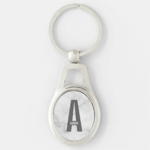 Porte-clés Monogramme et nom personnalisés gras modernes