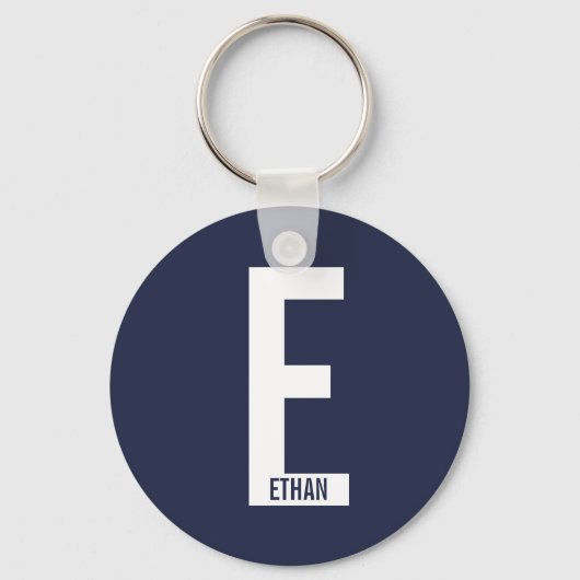 Porte-clés Monogramme et nom personnalisés modernes (Recto)