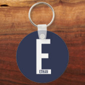 Porte-clés Monogramme et nom personnalisés modernes (Recto)