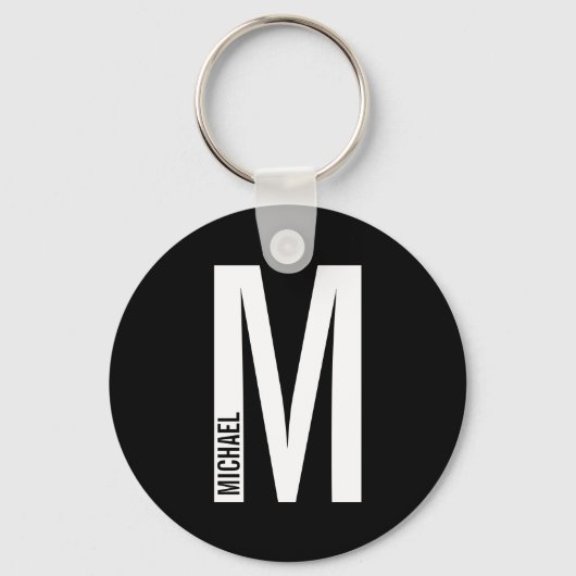Porte-clés Monogramme et nom personnalisés modernes (Recto)