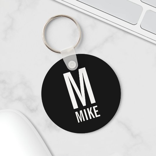 Porte-clés Monogramme et nom personnalisés modernes