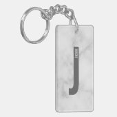 Porte-clés Monogramme et nom personnalisés modernes (Devant gauche)