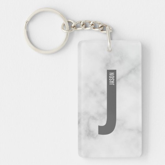 Porte-clés Monogramme et nom personnalisés modernes (Devant)