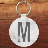 Porte-clés Monogramme et nom personnalisés modernes (Recto)