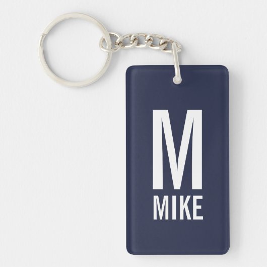 Porte-clés Monogramme et nom personnalisés modernes (Devant)