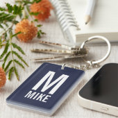 Porte-clés Monogramme et nom personnalisés modernes (Devant droit)