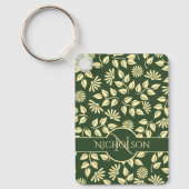 Porte-clés Monogramme et nom personnalisés Pastel Leaf Floral (Recto)