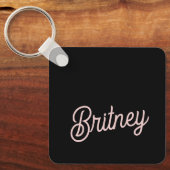 Porte-clés Monogramme et nom rose pâle moderne (Recto)