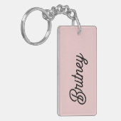 Porte-clés Monogramme et nom rose pâle moderne (Devant gauche)