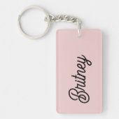 Porte-clés Monogramme et nom rose pâle moderne (Devant)