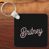 Porte-clés Monogramme et nom rose pâle moderne (Recto)