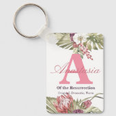 Porte-clés Monogramme et nom Signification florale tropicale (Recto)
