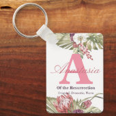 Porte-clés Monogramme et nom Signification florale tropicale (Recto)