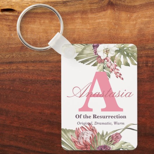 Porte-clés Monogramme et nom Signification florale tropicale (Recto)
