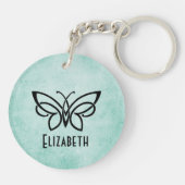 Porte-clés Monogramme et papillon plus votre nom sur le dos (Dos)