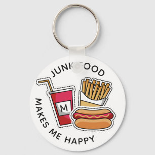 Porte-clés monogramme et texte personnalisés Hot Dog & Fries