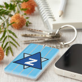 Porte-clés Monogramme étoile abstraite bleue (Devant droit)