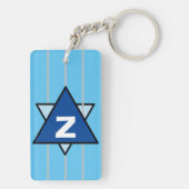 Porte-clés Monogramme étoile abstraite bleue (Dos)