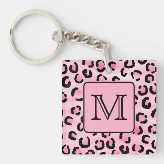 Porte-clés Monogramme fait sur commande. Copie noire et rose (Devant)