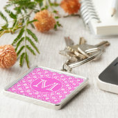 Porte-clés Monogramme fait sur commande. Modèle blanc et rose (Côté)