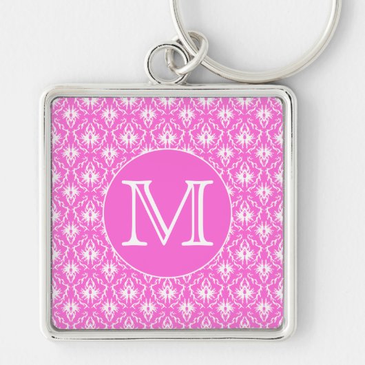 Porte-clés Monogramme fait sur commande. Modèle blanc et rose (Devant)