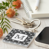 Porte-clés Monogramme fait sur commande. Modèle noir et blanc (Devant Droit)