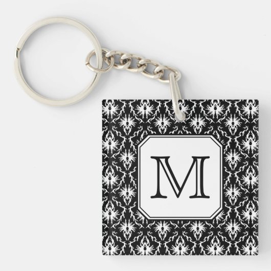 Porte-clés Monogramme fait sur commande. Modèle noir et blanc (Devant)