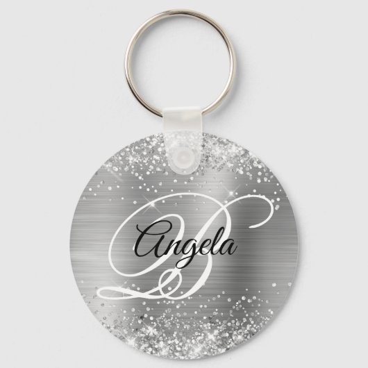Porte-clés Monogramme fantaisie en argent (Recto)