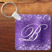 Porte-clés Monogramme fantaisie pailleté améthyste (Recto)