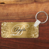 Porte-clés Monogramme fantaisie pailleté or métallisé (Recto)