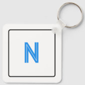 Porte-clés Monogramme Fleur Bleue au Dos (Dos)