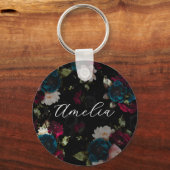 Porte-clés Monogramme Fleur Bloom Turquoise Rouge Foncé (Recto)
