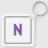 Porte-clés Monogramme Fleur de Tulipe Violette au Dos (Dos)