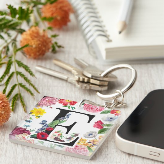 Porte-clés Monogramme floral (Devant Droit)