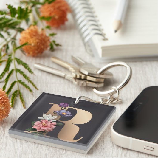 Porte-clés Monogramme floral (Devant Droit)
