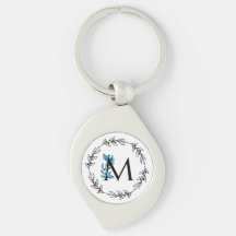 Monogramme Floral Bleu - Lettre M