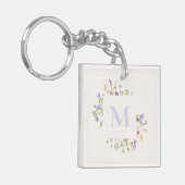 Porte-clés monogramme floral d'aquarelle (Devant gauche)