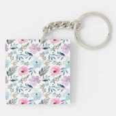 Porte-clés Monogramme floral élégant personnalisé Nom du past (Dos)