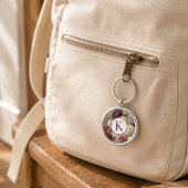 Porte-clés Monogramme floral élégant violet