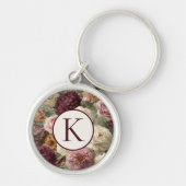 Porte-clés Monogramme floral élégant violet (Devant)